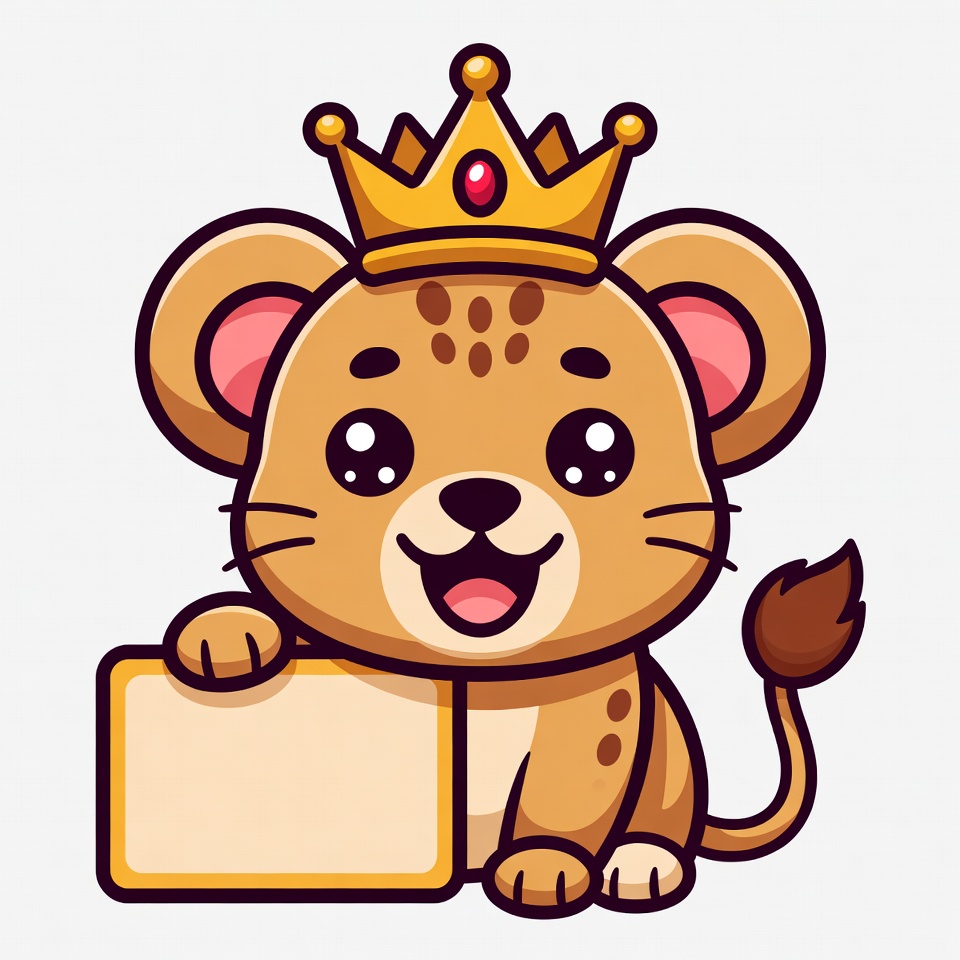 Cute lion cub holding blank sign Cute lion cub holding blank sign