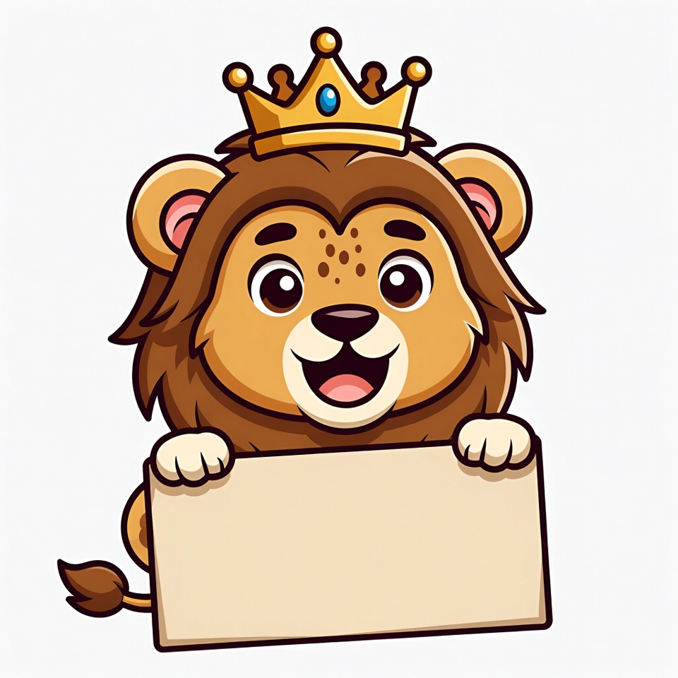 Cartoon Lion Holding Blank Sign Cartoon Lion Holding Blank Sign