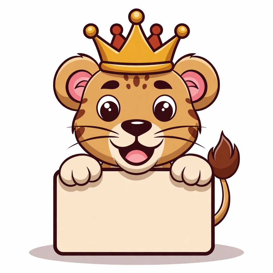 Cartoon lion cub holding blank sign Cartoon lion cub holding blank sign
