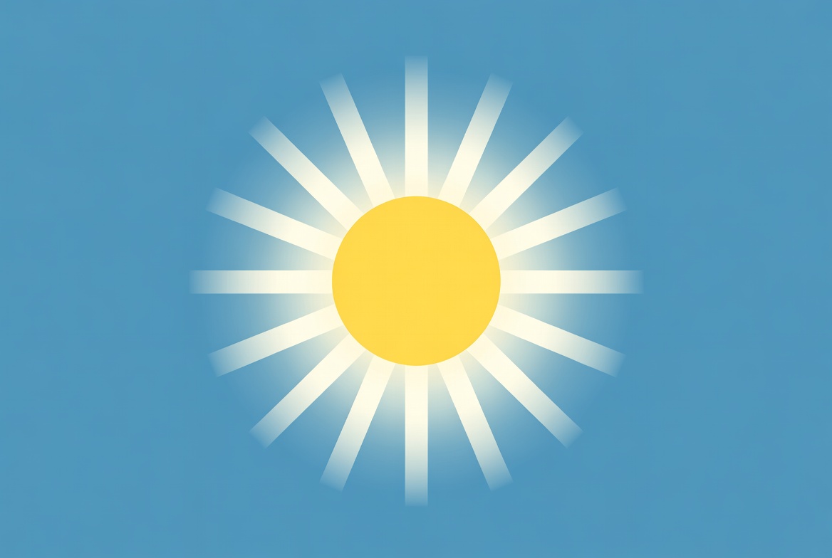 Bright yellow sun on blue background Bright yellow sun on blue background
