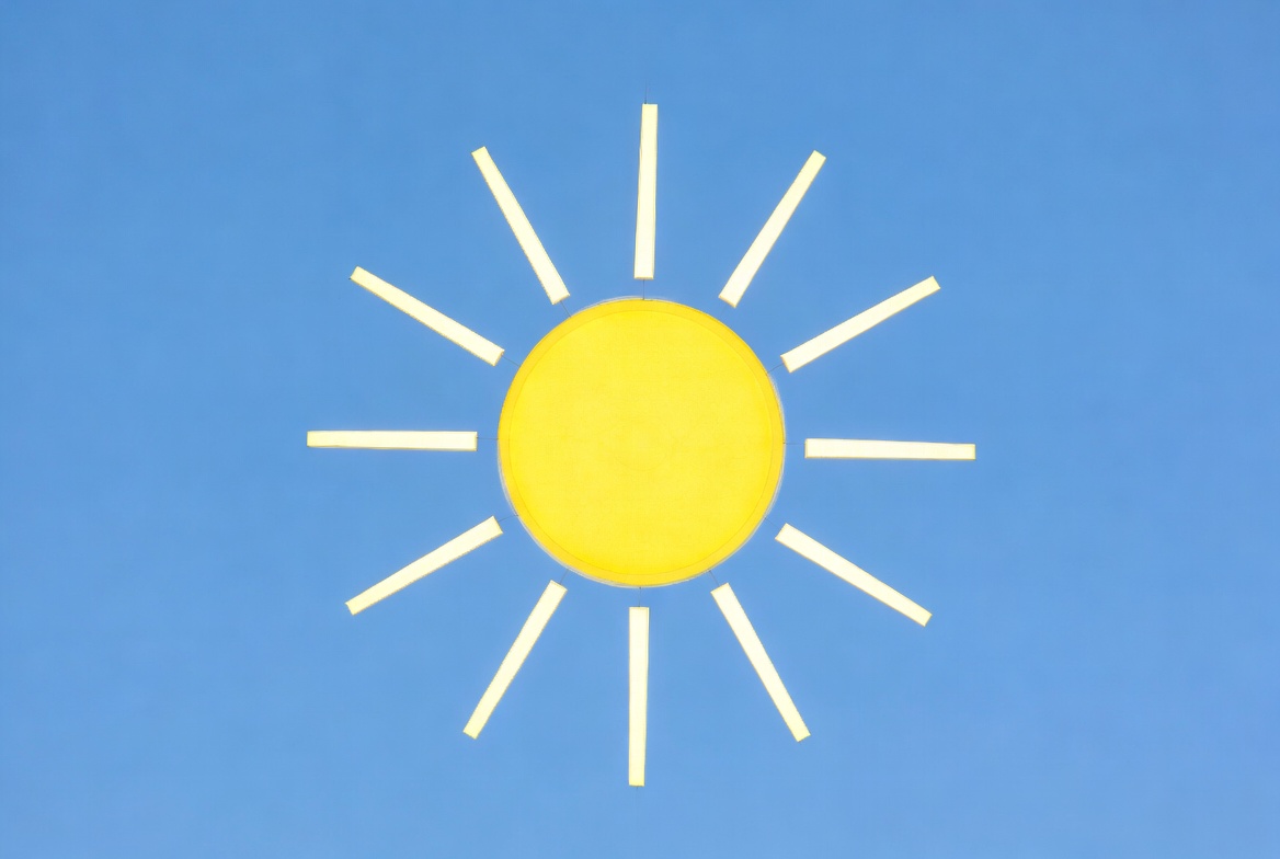 Yellow sun on blue sky Yellow sun on blue sky