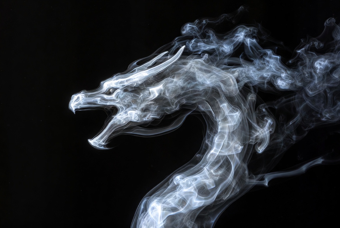 White Dragon Smoke on Black White Dragon Smoke on Black