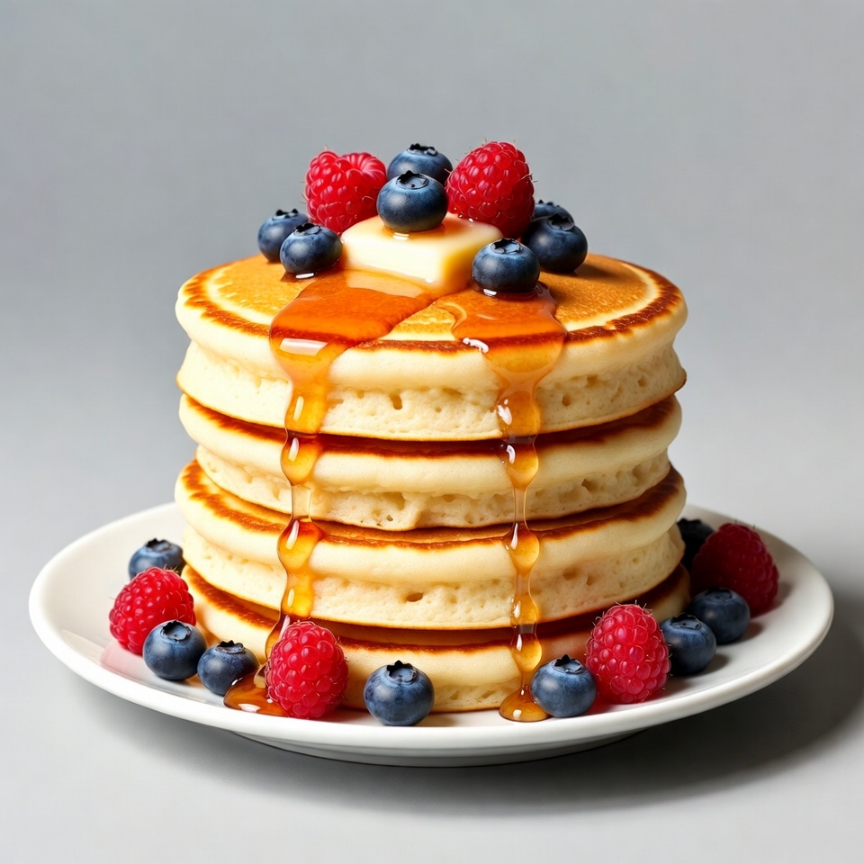 Pancakes with blueberries and maple syrup Pancakes with blueberries and maple syrup
