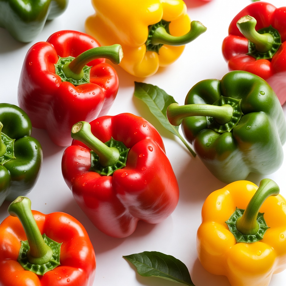 Colorful Bell Peppers on White Background Colorful Bell Peppers on White Background
