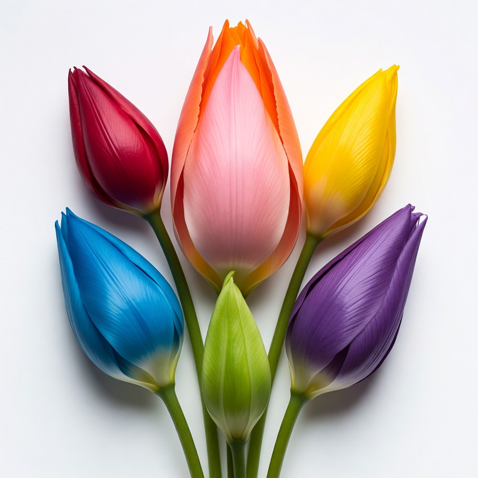 Colorful Tulips Bouquet on White Colorful Tulips Bouquet on White