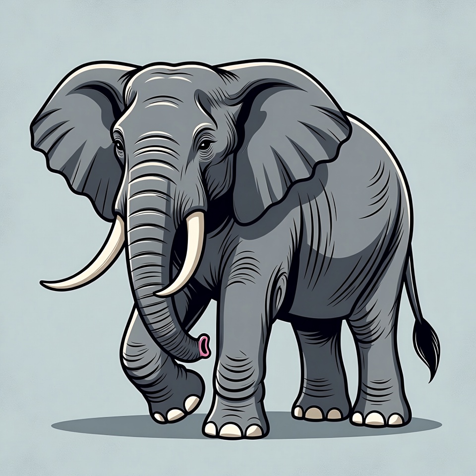 Cartoon elephant walking isolated Cartoon elephant walking isolated