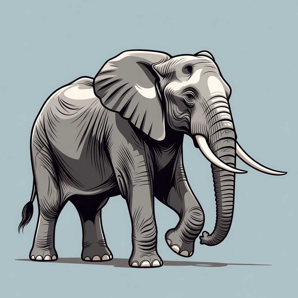 Elephant walking illustration Elephant walking illustration