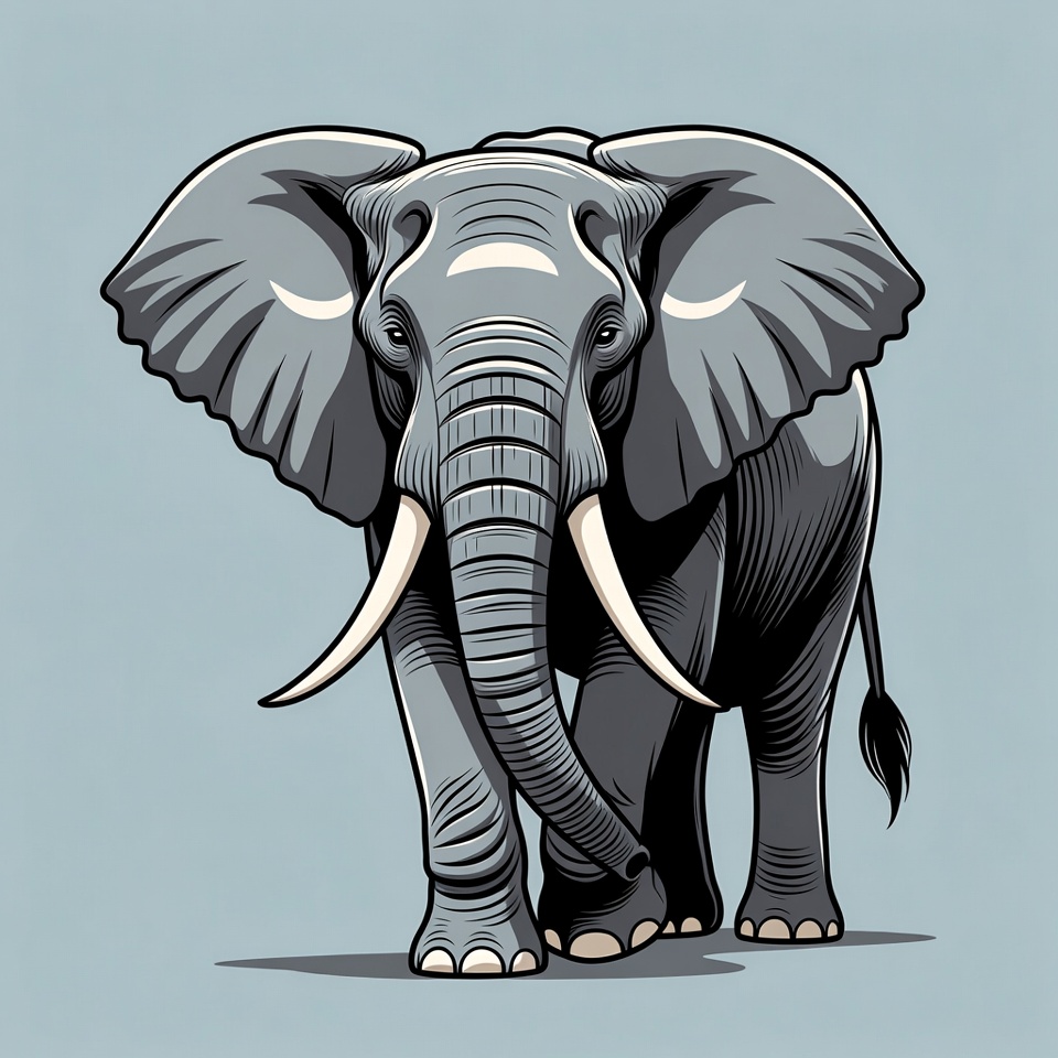 Elephant illustration on gray background Elephant illustration on gray background