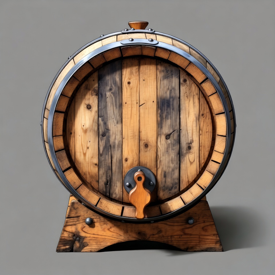 Wooden wine barrel with tap Wooden wine barrel with tap