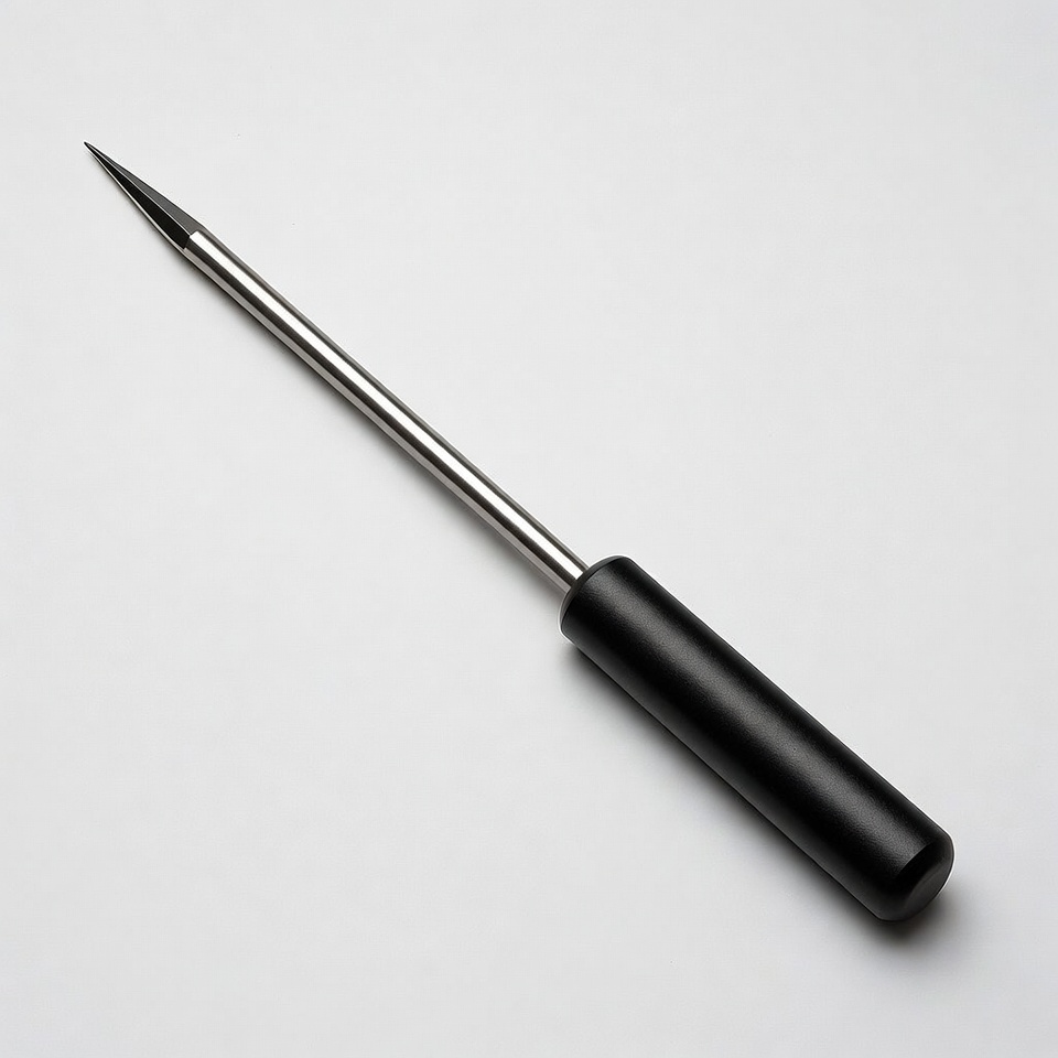 Black-handled metal awl tool Black-handled metal awl tool