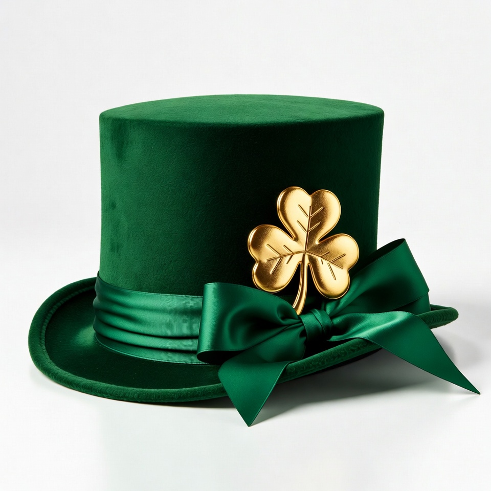 Green Velvet Top Hat with Gold Shamrock Green Velvet Top Hat with Gold Shamrock