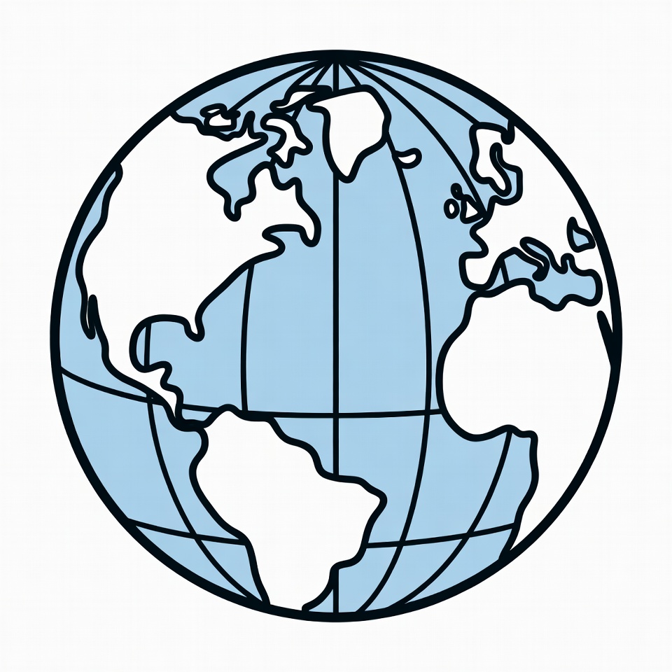 Blue Outline World Globe Blue Outline World Globe