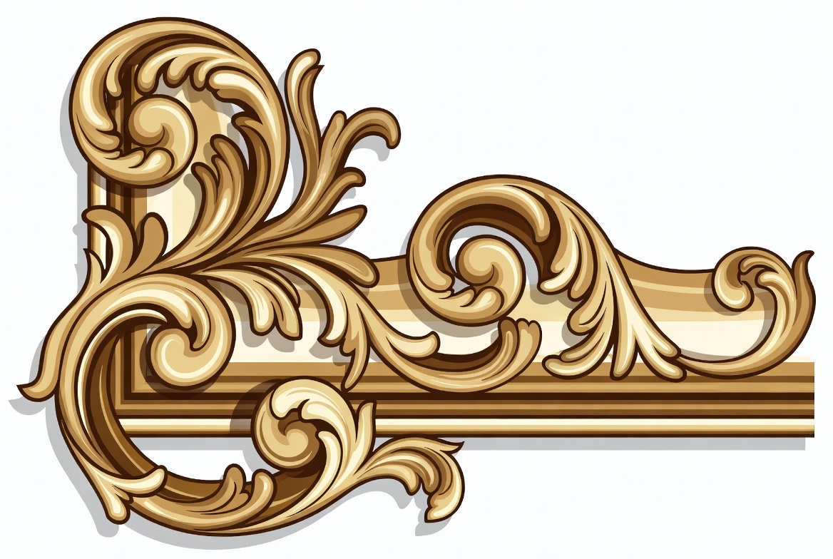 Golden Baroque Corner Border Illustration Golden Baroque Corner Border Illustration