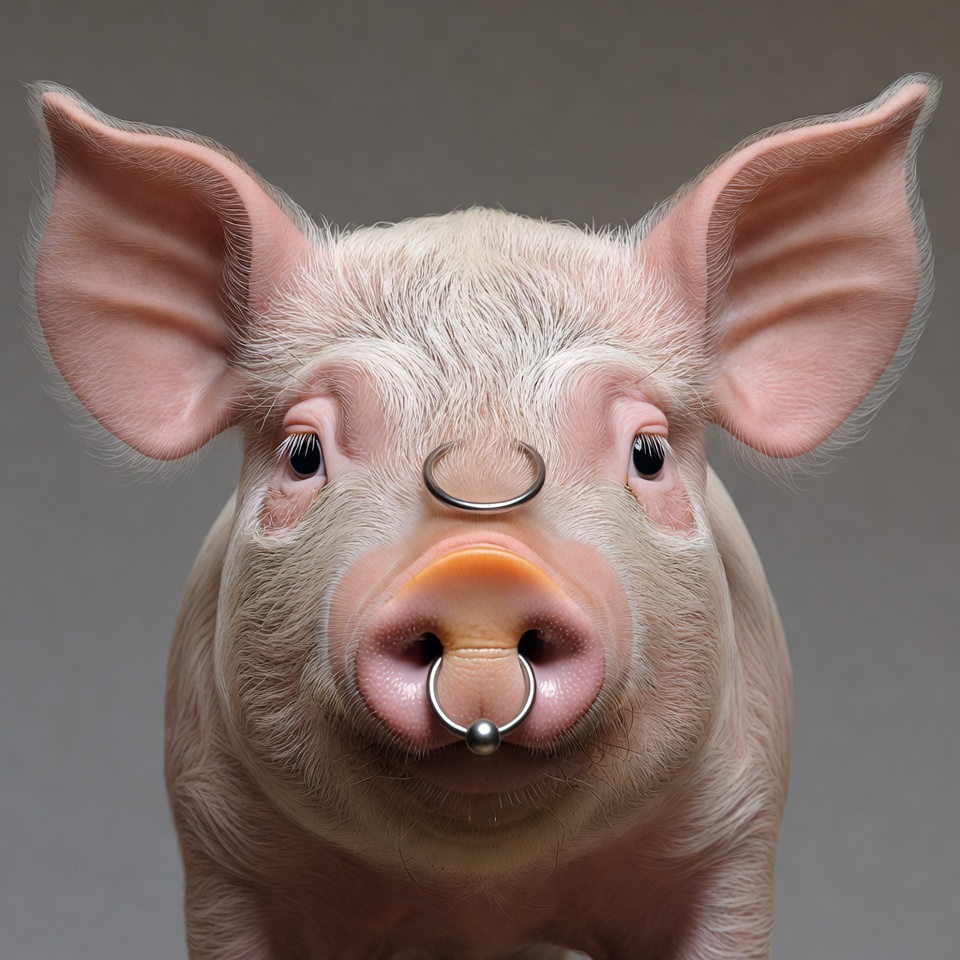 Pig with nose ring Pig with nose ring