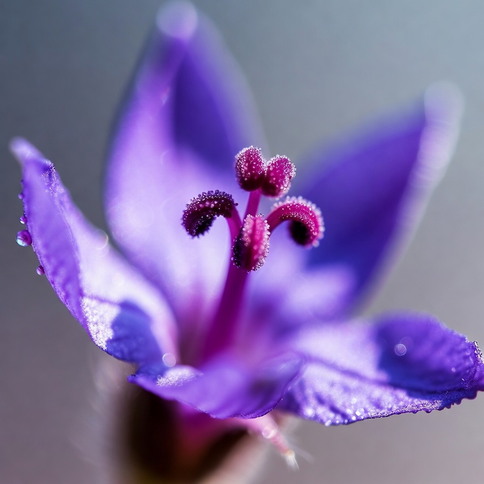Purple flower with dewdrops Purple flower with dewdrops