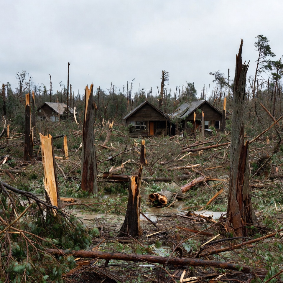 Hurricane Damage with Destroyed Houses Hurricane Damage with Destroyed Houses