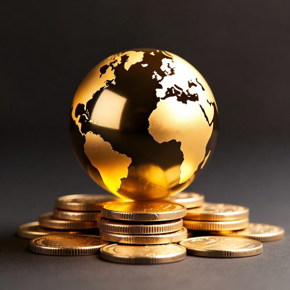 Golden Globe on Gold Coins Golden Globe on Gold Coins