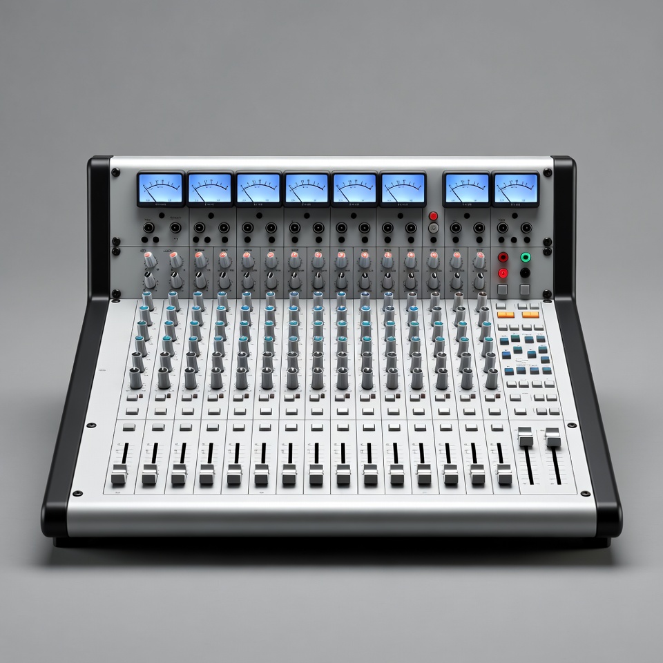 Silver 16-Channel Audio Mixing Console Silver 16-Channel Audio Mixing Console