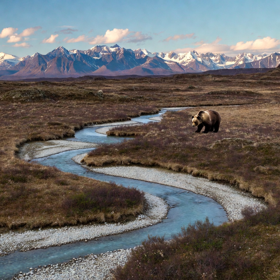 Grizzly Bear by Mountain River Grizzly Bear by Mountain River