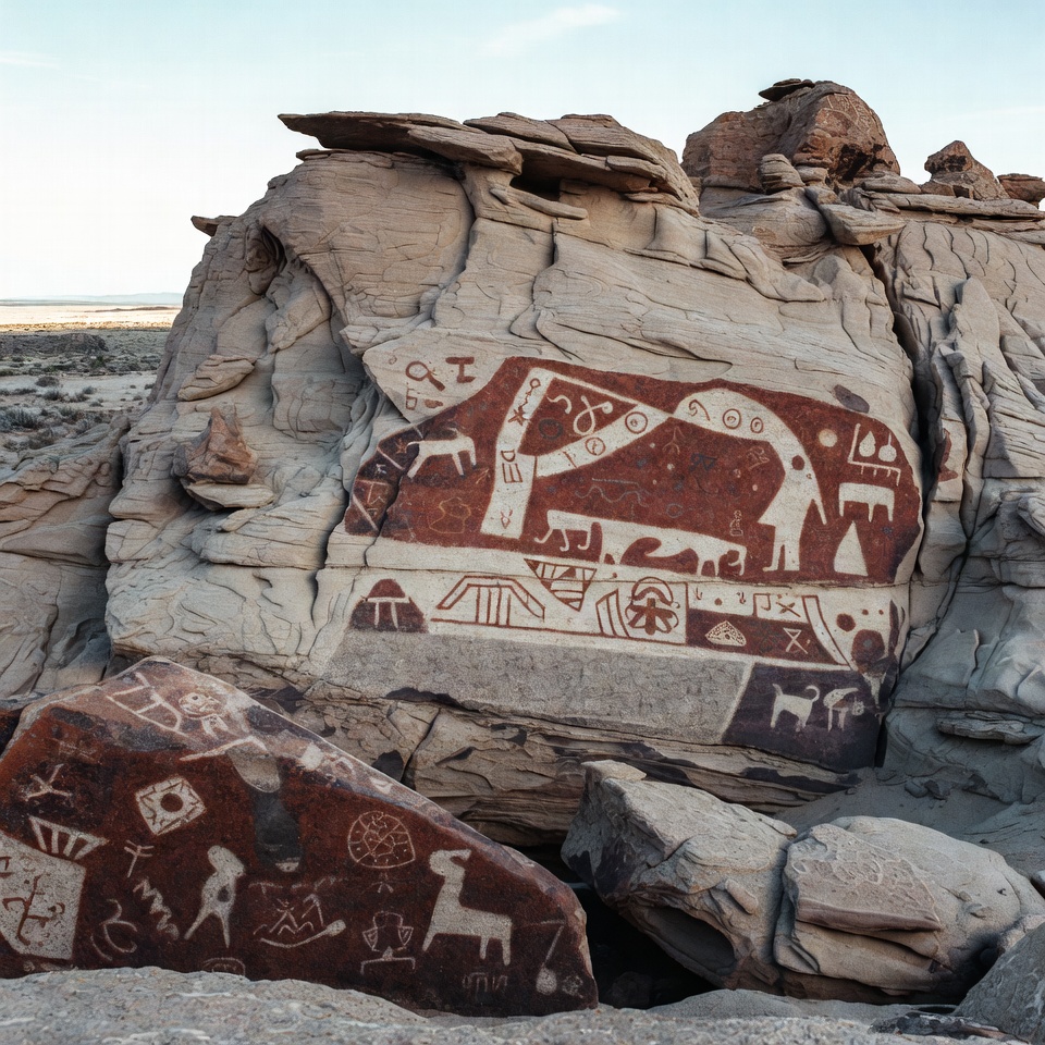 Ancient Petroglyphs on Desert Rock Ancient Petroglyphs on Desert Rock