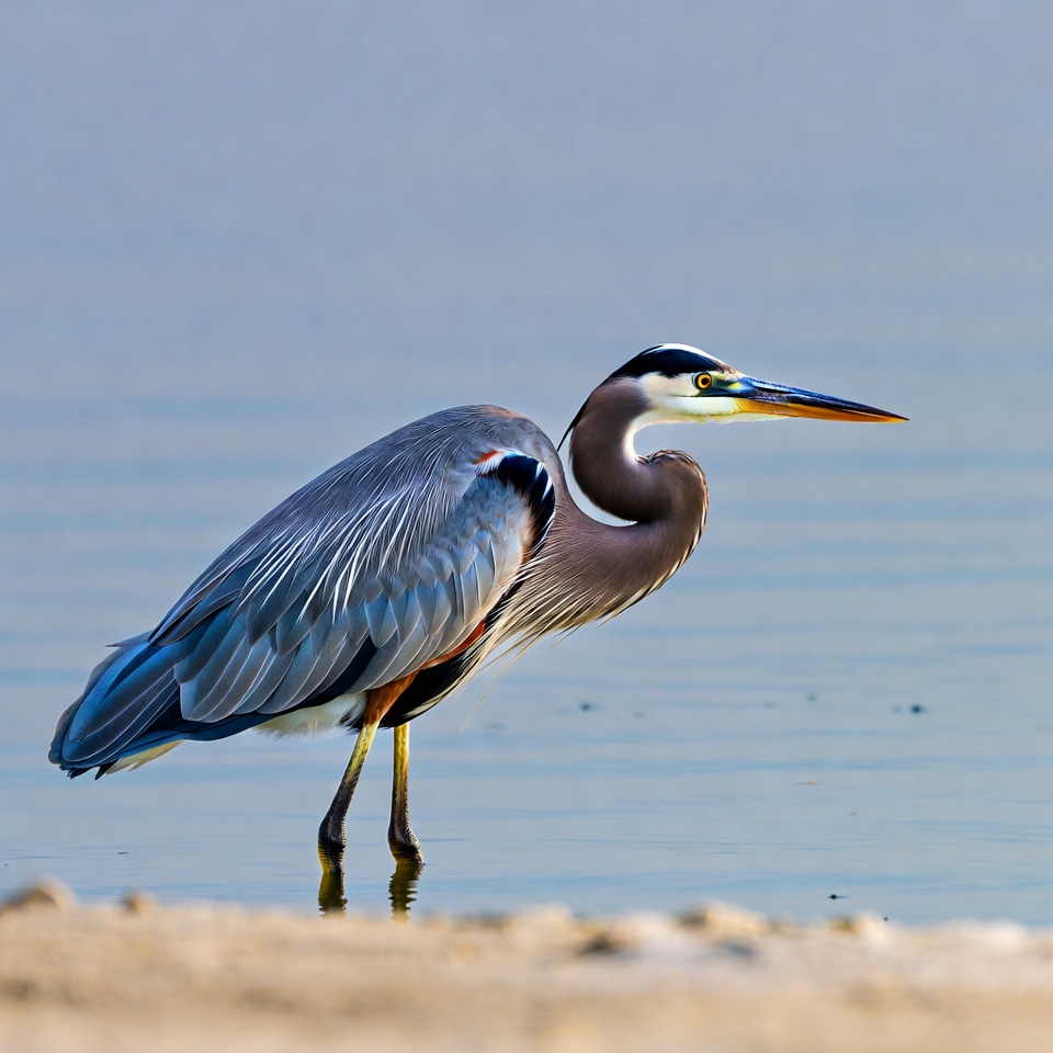 Great Blue Heron standing in water Great Blue Heron standing in water