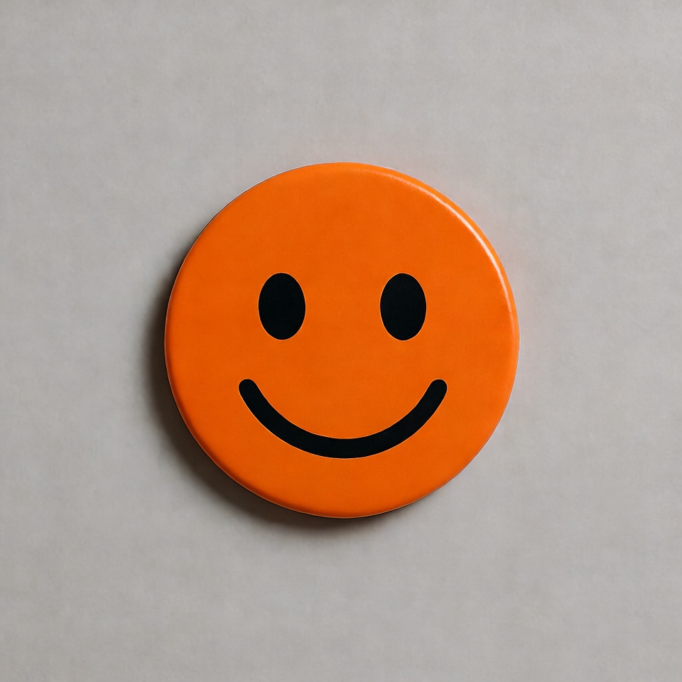 Orange Smiley Face Button Orange Smiley Face Button