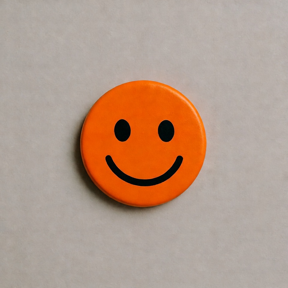 Orange Smiley Face Button Orange Smiley Face Button