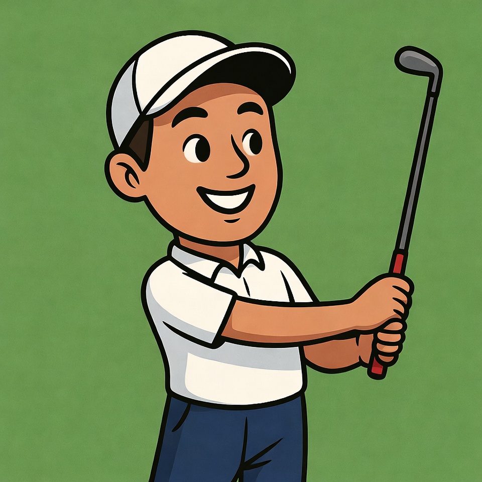 Cartoon boy swinging golf club Cartoon boy swinging golf club