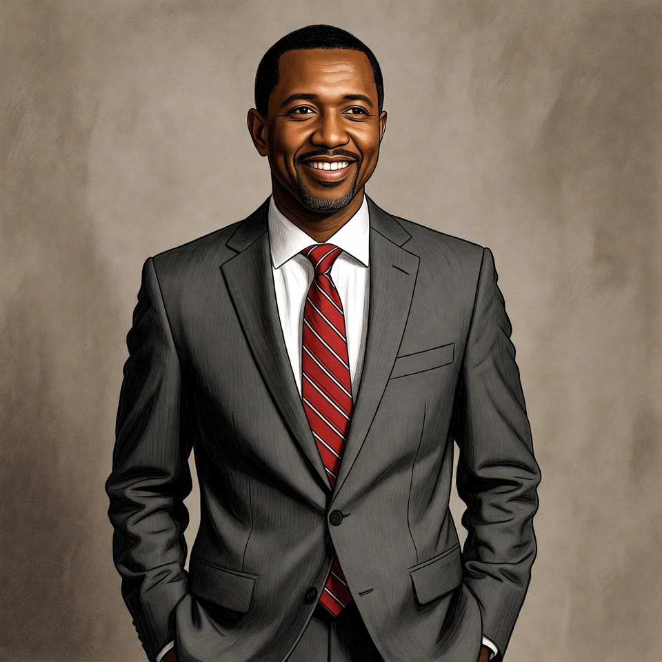 African-American man in gray suit smiling African-American man in gray suit smiling