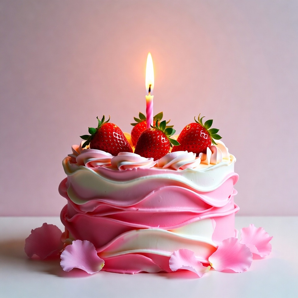 Strawberry Birthday Cake with Candle Strawberry Birthday Cake with Candle