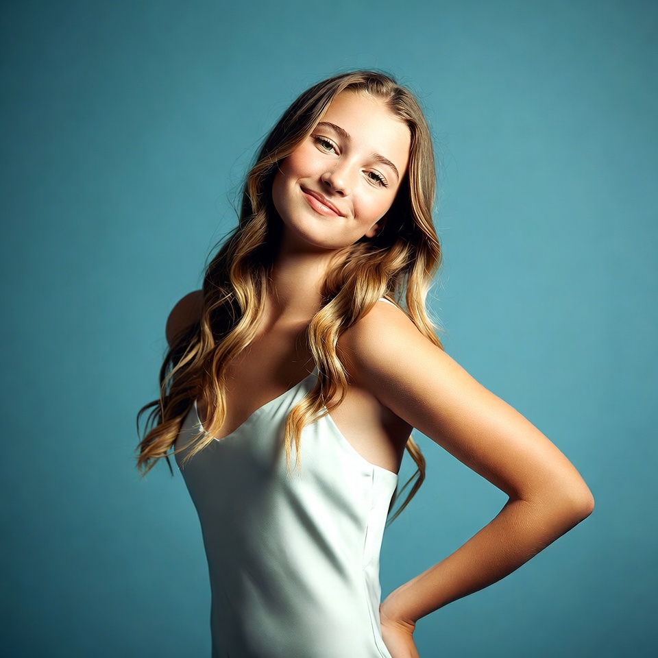 Smiling young woman in white dress Smiling young woman in white dress
