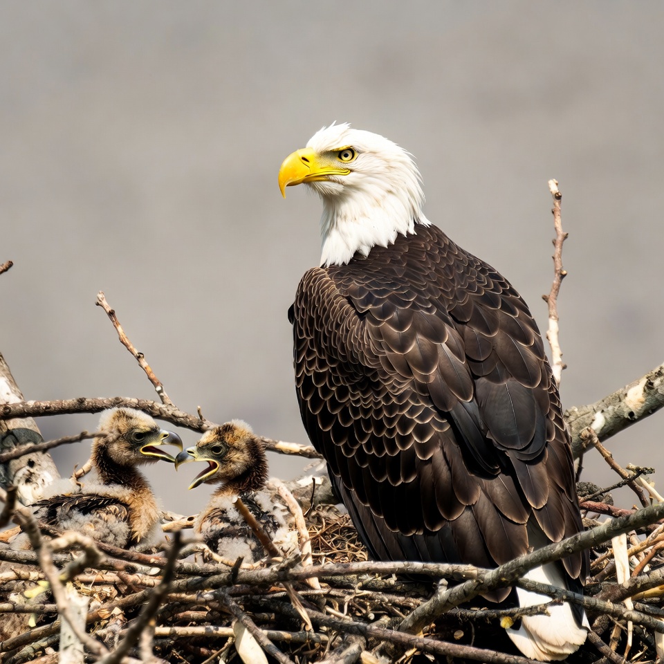 Bald Eagle with Nestlings Bald Eagle with Nestlings