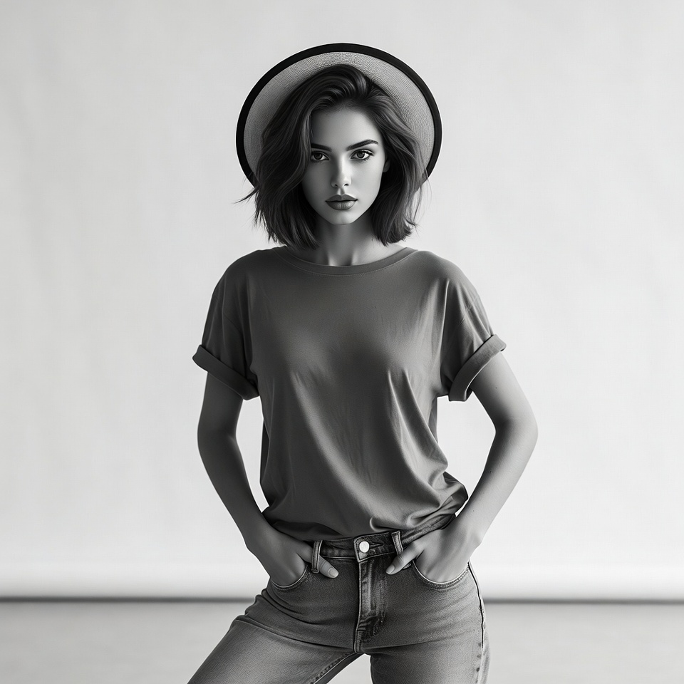 Woman wearing hat and jeans Woman wearing hat and jeans