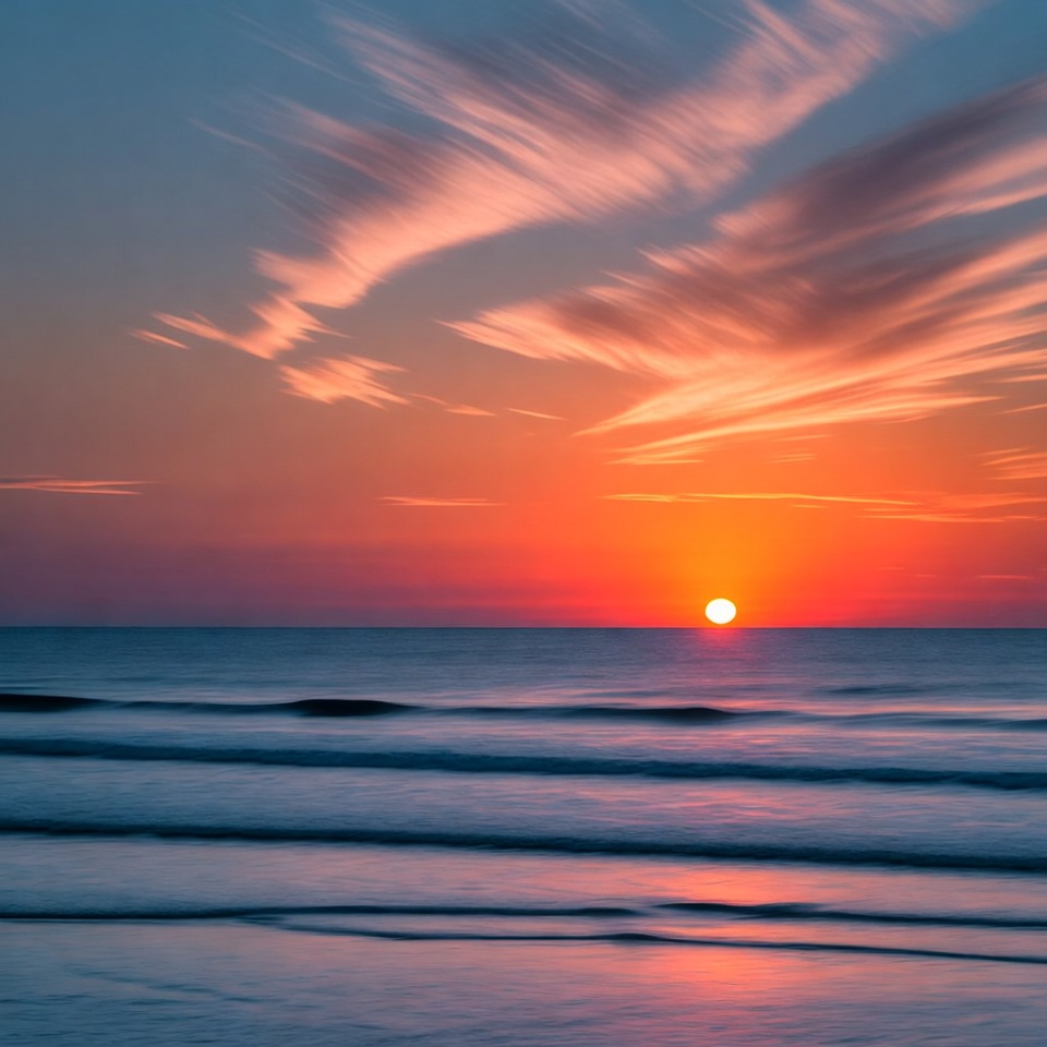 Sunset over ocean waves Sunset over ocean waves