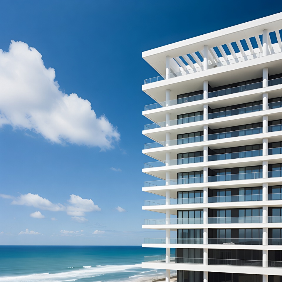 White Modern Skyscraper by Ocean White Modern Skyscraper by Ocean