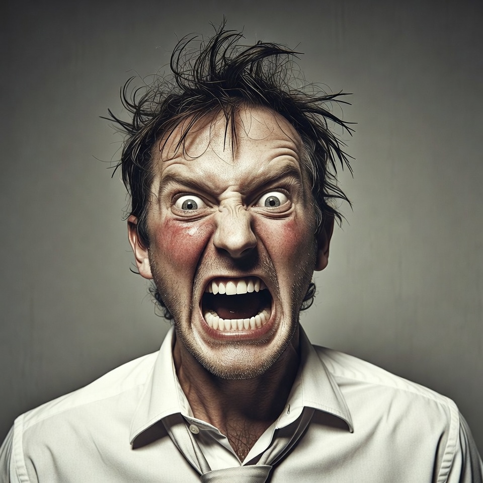 Man screaming with wild hair Man screaming with wild hair