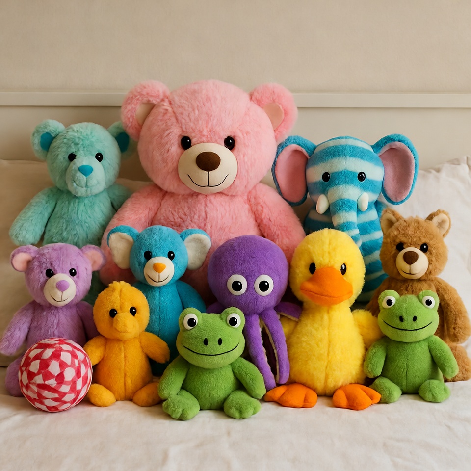 Colorful Plush Stuffed Animals Group Colorful Plush Stuffed Animals Group