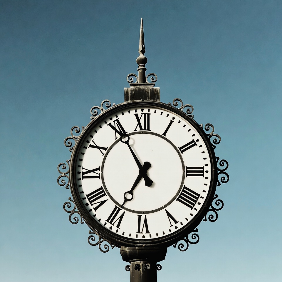 Vintage Clock on Blue Sky Vintage Clock on Blue Sky