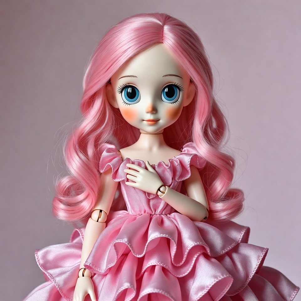 Pink-haired doll in frilly dress Pink-haired doll in frilly dress