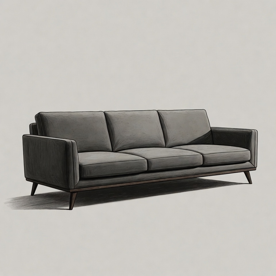 Gray modern three-seat sofa Gray modern three-seat sofa