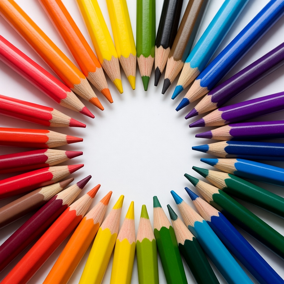 Colorful Crayons Arranged in Circle Colorful Crayons Arranged in Circle