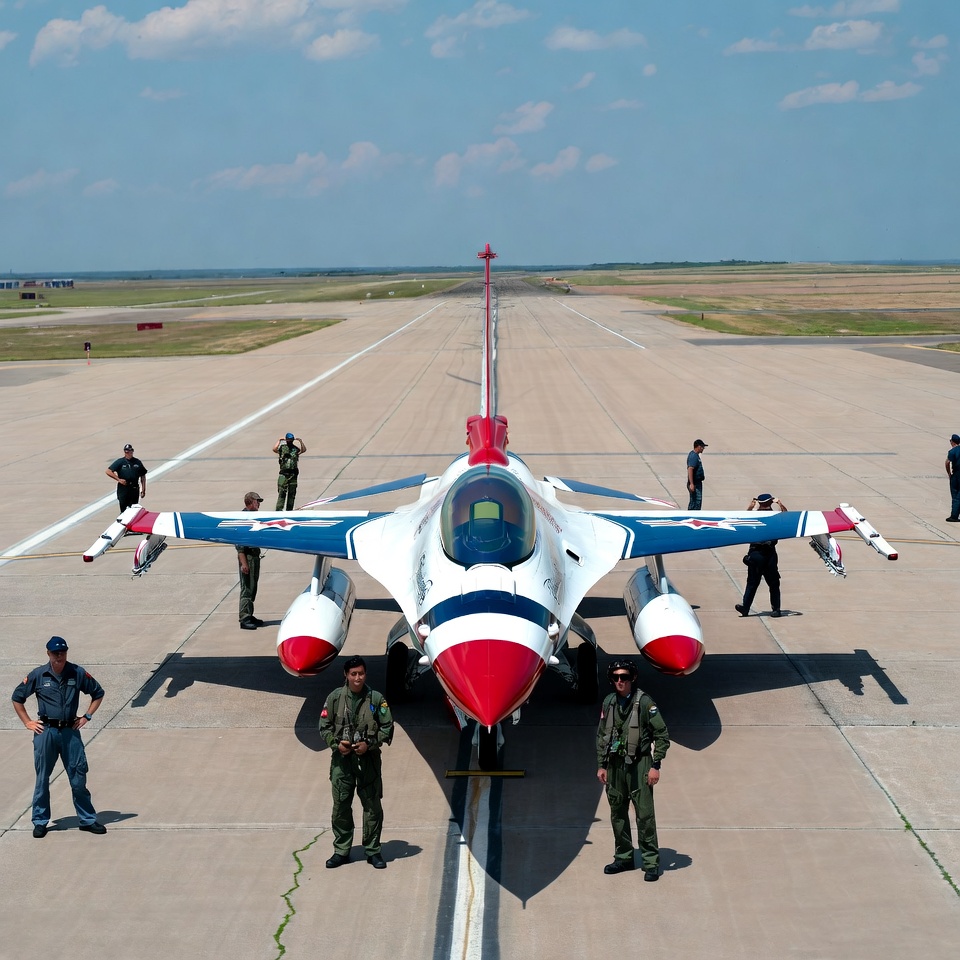 F-16 Fighter Jet with Ground Crew F-16 Fighter Jet with Ground Crew