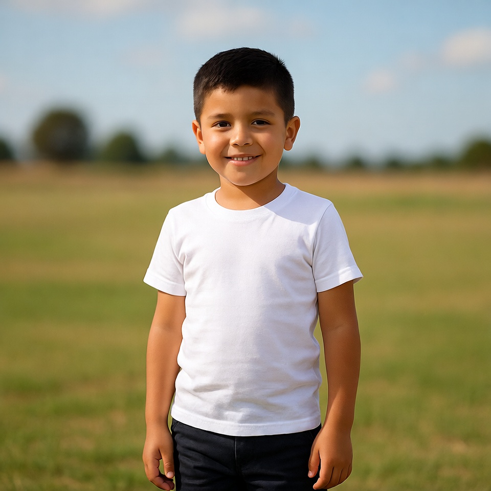 Smiling Latino boy in field Smiling Latino boy in field