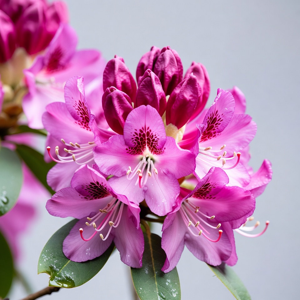 Pink Rhododendron Flower with Water Droplets Pink Rhododendron Flower with Water Droplets
