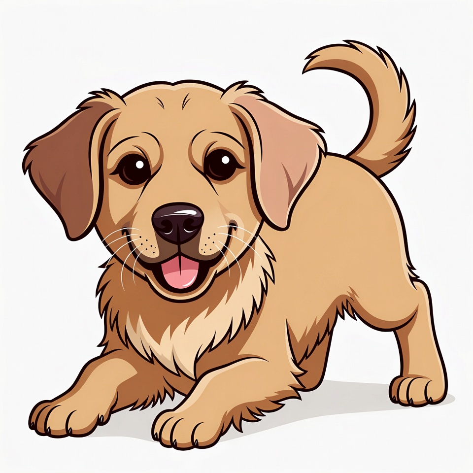 Cute cartoon golden retriever puppy Cute cartoon golden retriever puppy