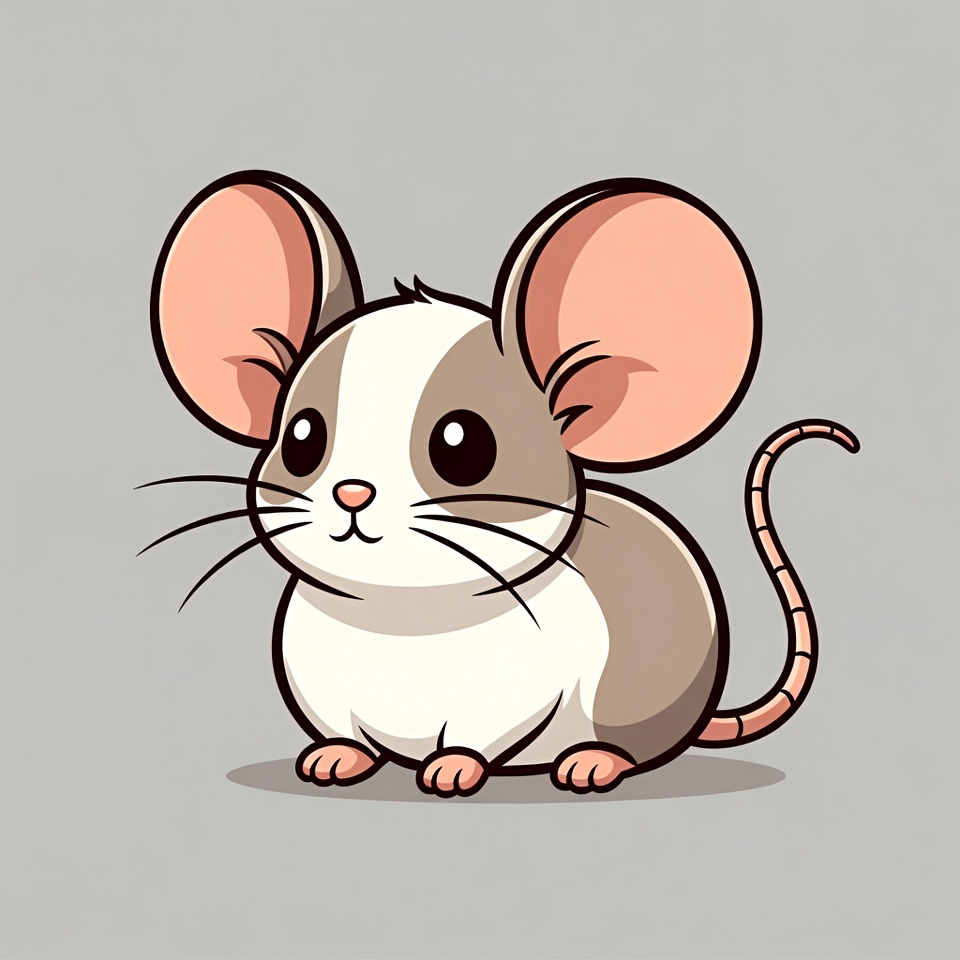 Cute gray and white mouse illustration Cute gray and white mouse illustration