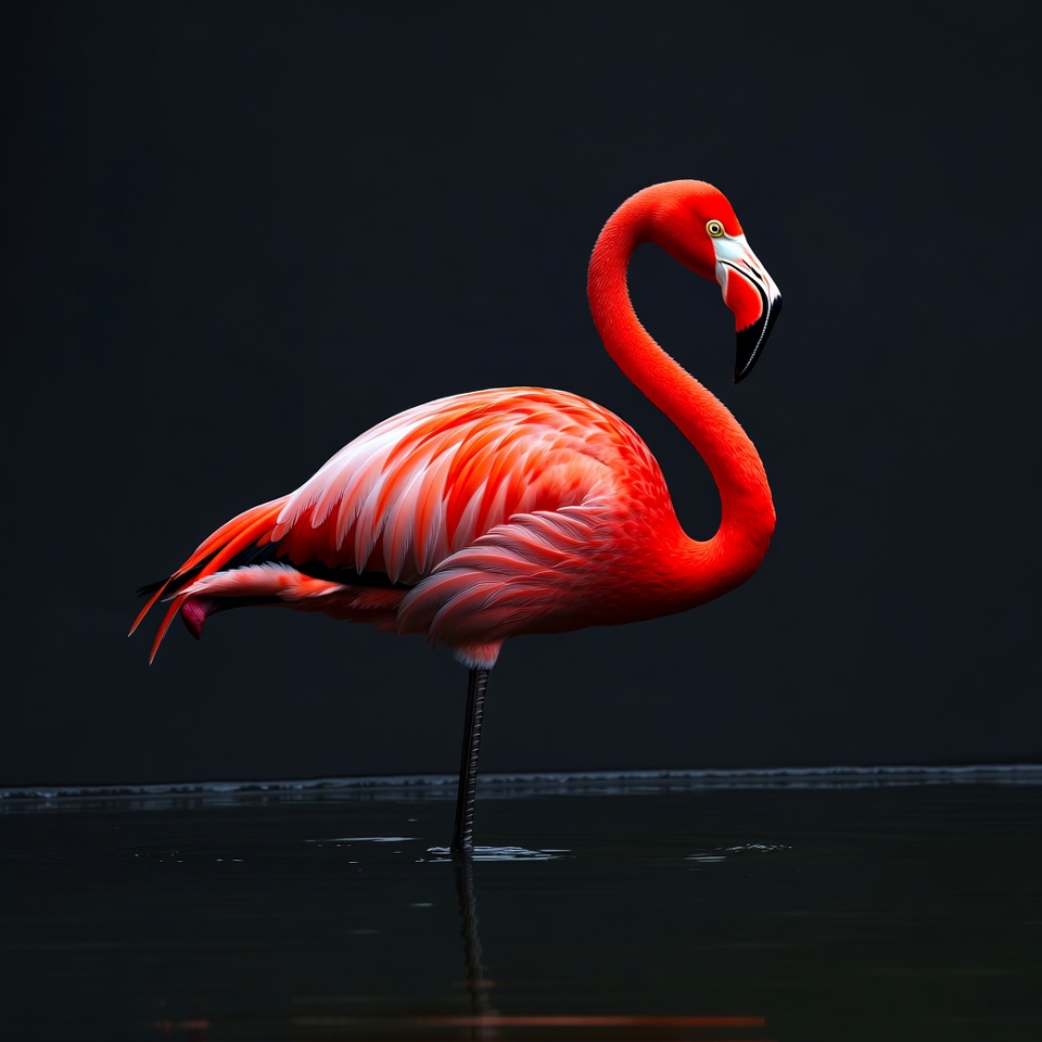 Pink Flamingo Standing in Water Pink Flamingo Standing in Water