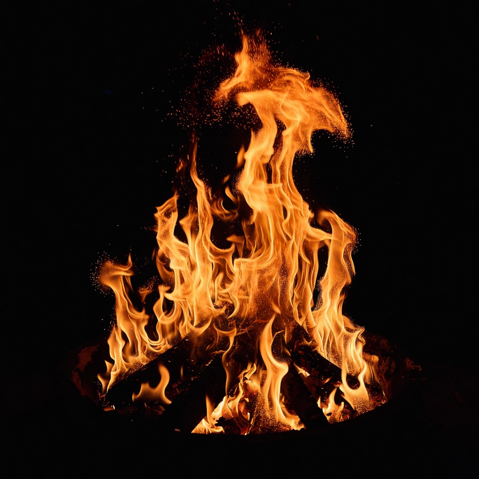 Burning Fire on Black Background Burning Fire on Black Background
