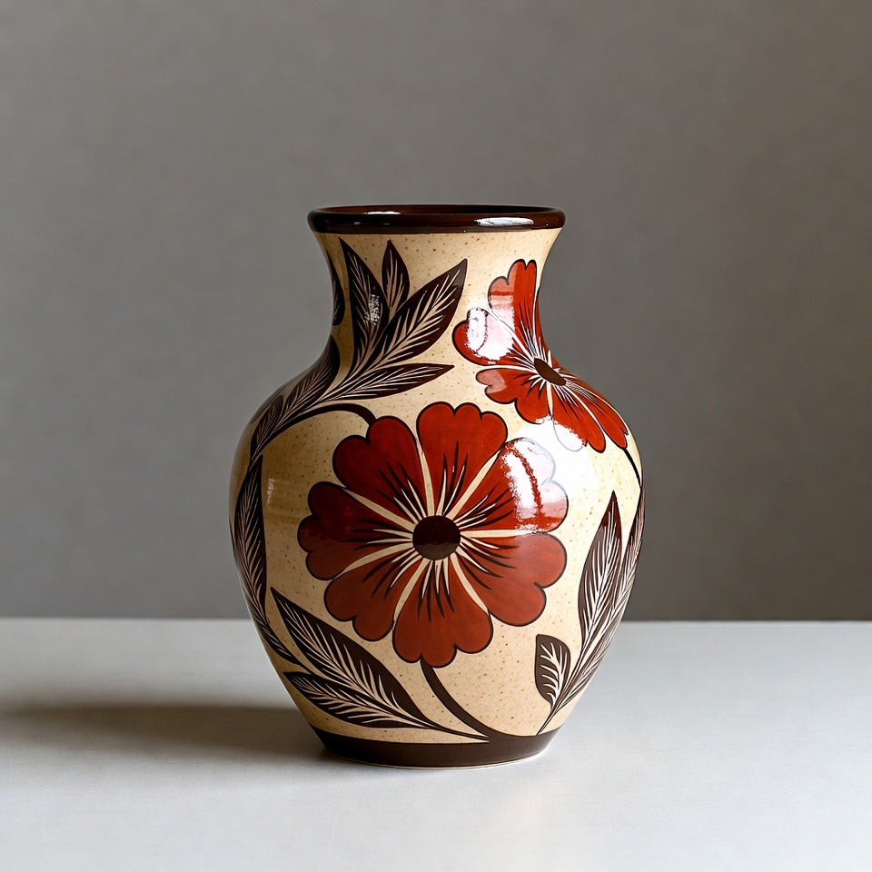 Red Flower Ceramic Vase Red Flower Ceramic Vase