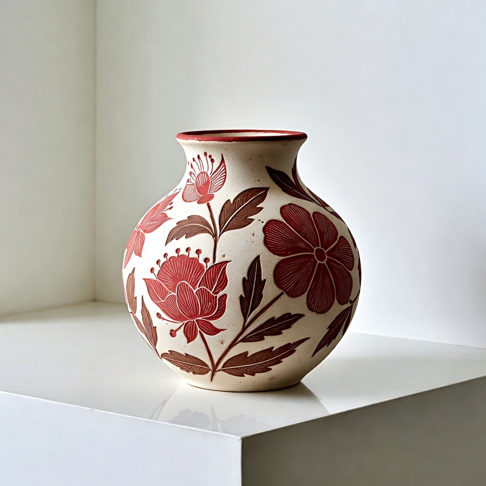 Red Floral Ceramic Vase Red Floral Ceramic Vase